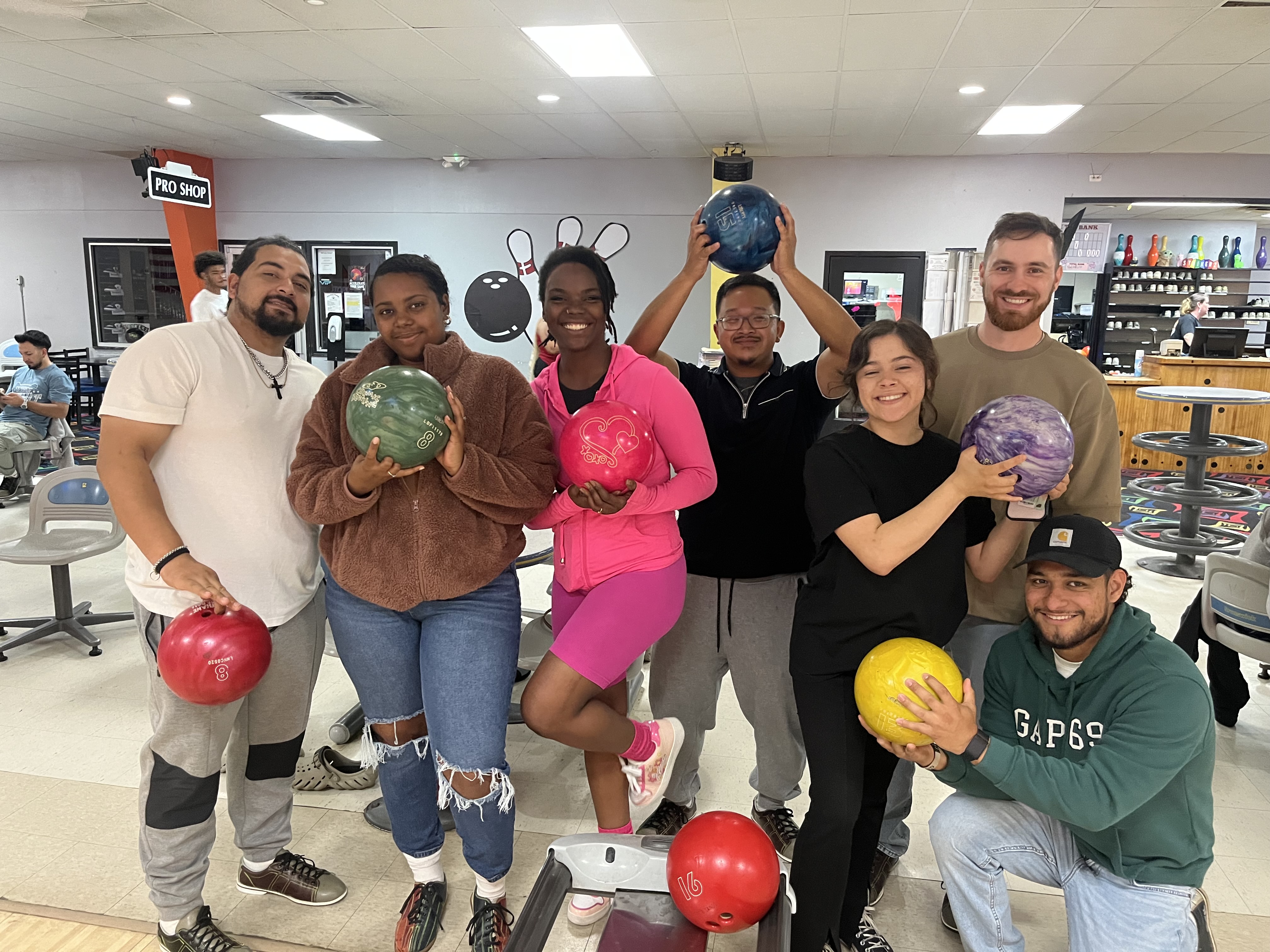 Team bowling outing